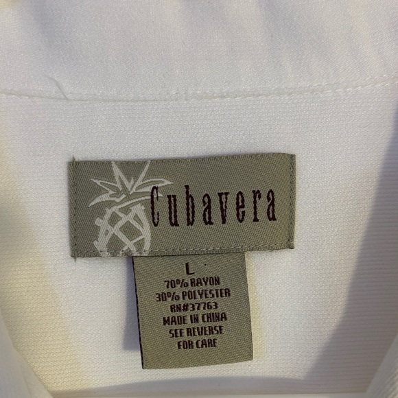Cubavera white Large Short Sleeve Shirt with Embroidery - Picture 5 of 7